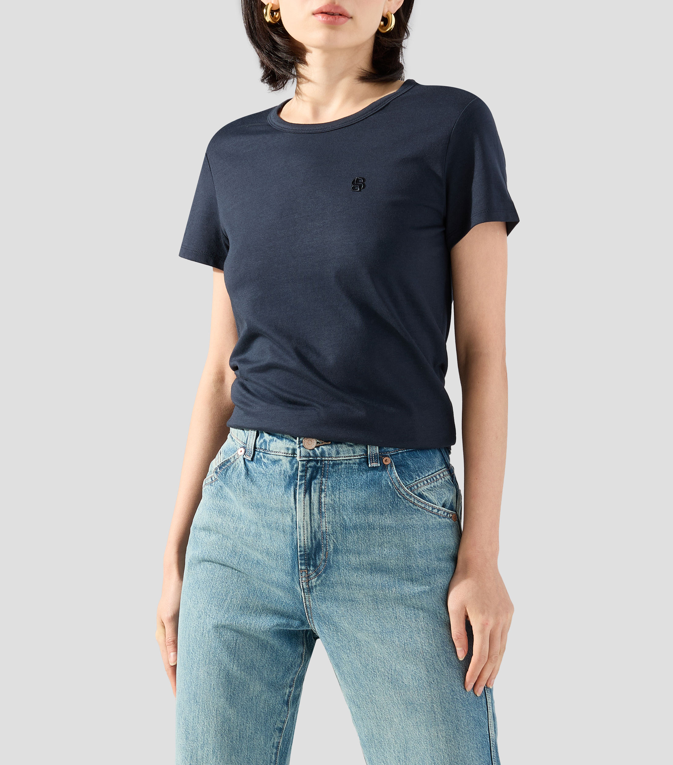Playera cuello redondo manga corta lisa Mujer